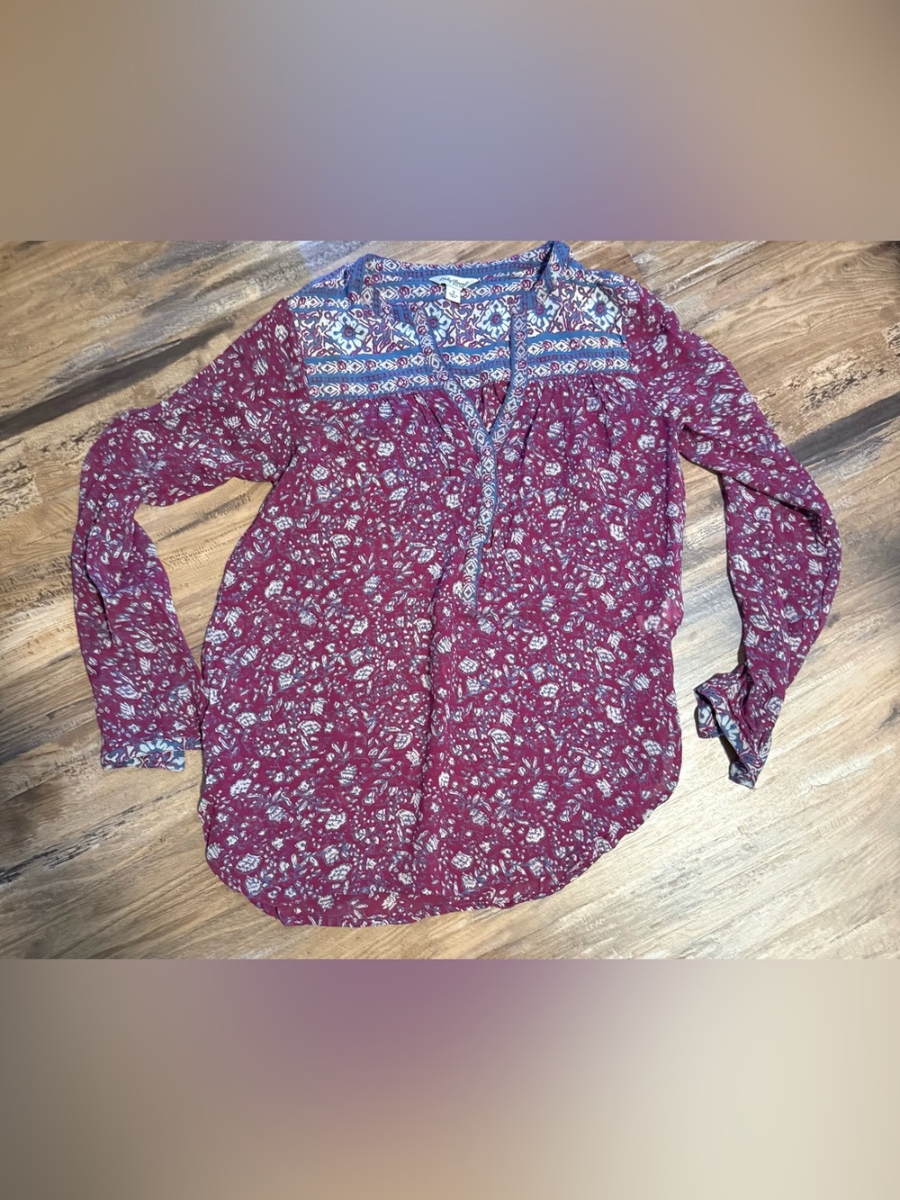 Lucky Brand Maroon Floral Tunic